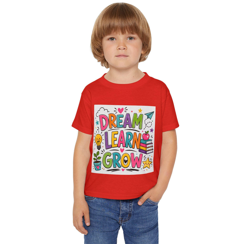 Dream Learn Grow Toddler T-Shirt | School Kids Education Graphic Tee