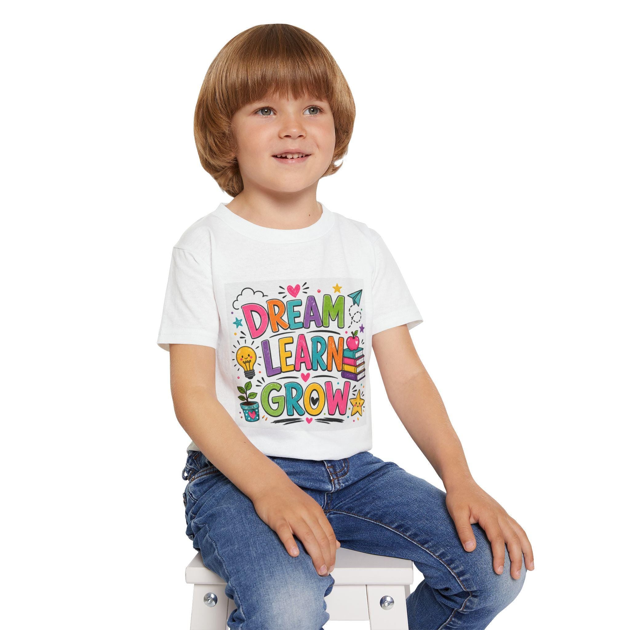 Dream Learn Grow Toddler T-Shirt | School Kids Education Graphic Tee