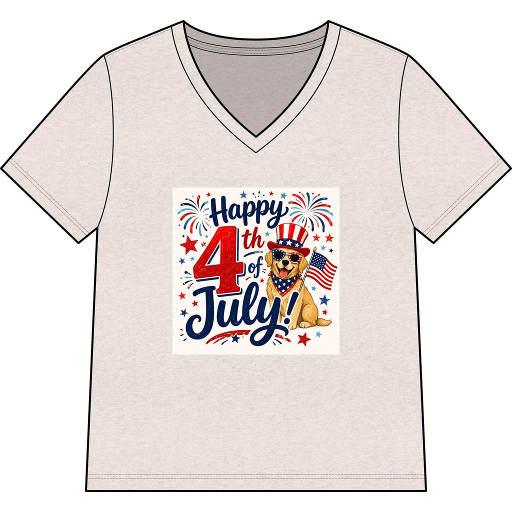 Happy 4th of July Dog Tee | V-Neck Patriotic Fireworks