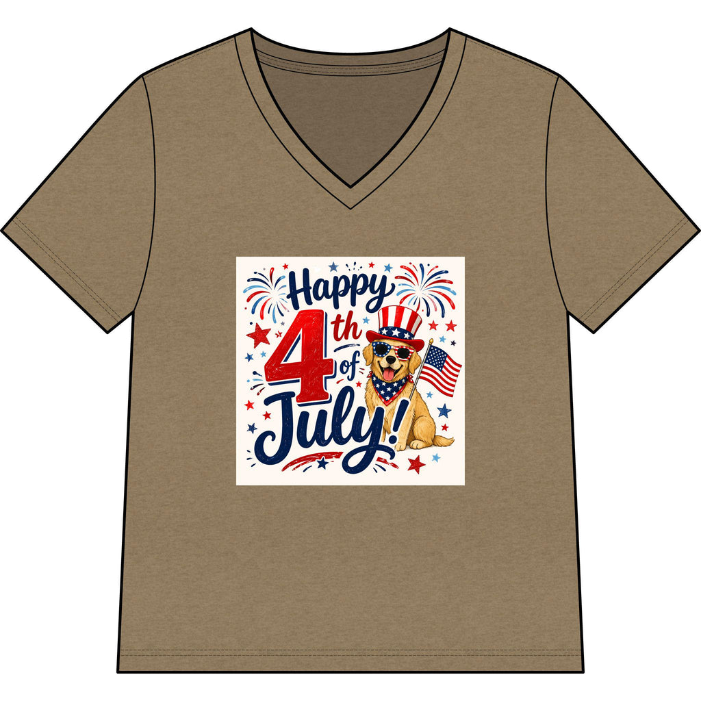 Happy 4th of July Dog Tee | V-Neck Patriotic Fireworks