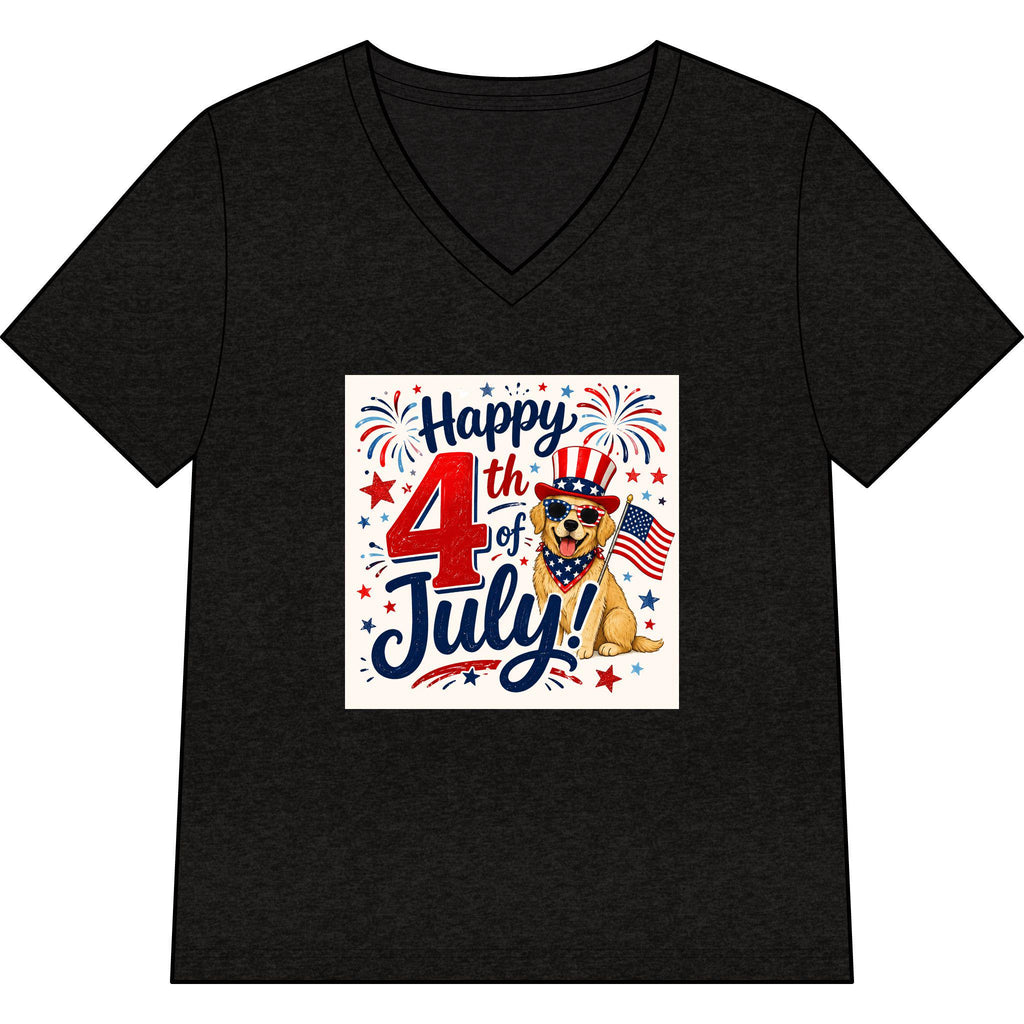 Happy 4th of July Dog Tee | V-Neck Patriotic Fireworks