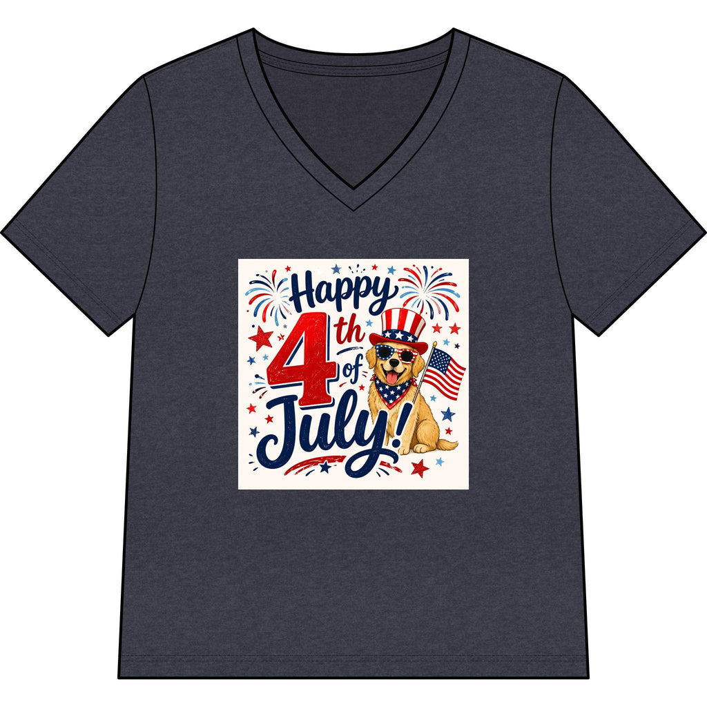 Happy 4th of July Dog Tee | V-Neck Patriotic Fireworks