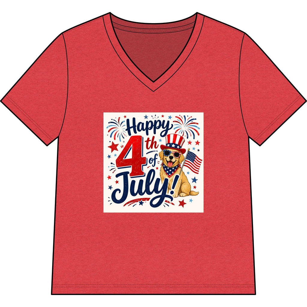 Happy 4th of July Dog Tee | V-Neck Patriotic Fireworks