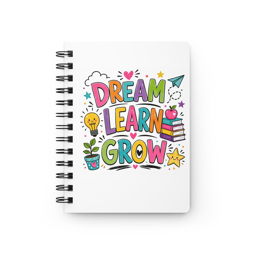 Dream Learn Grow Spiral Notebook | School Journal, Cute Doodle Design