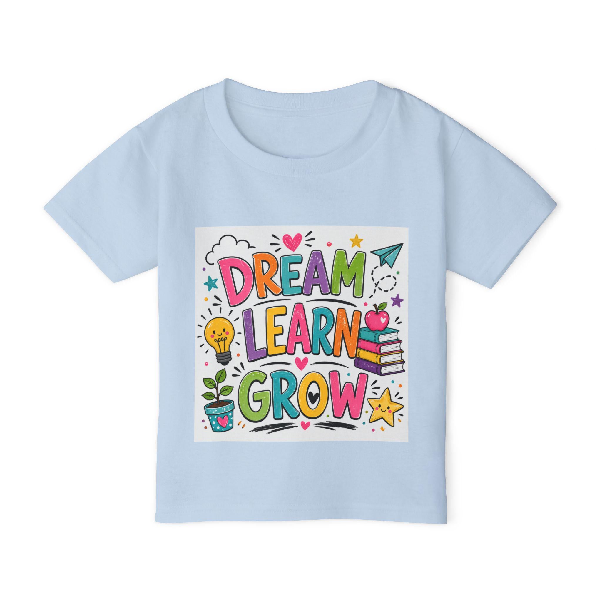 Dream Learn Grow Toddler T-Shirt | School Kids Education Graphic Tee