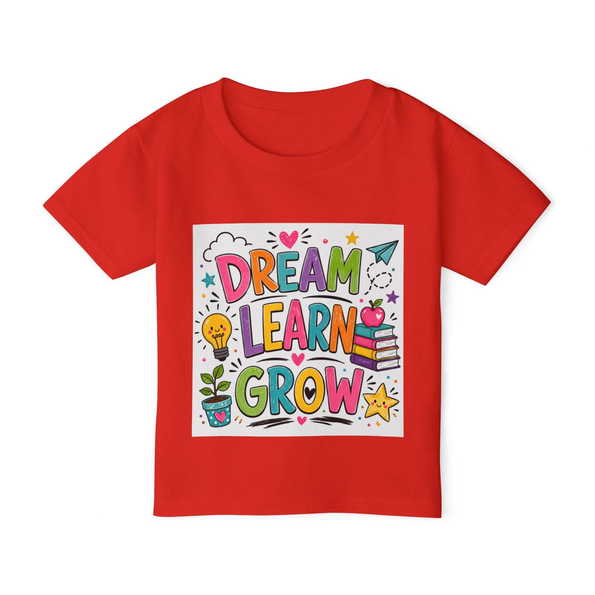 Dream Learn Grow Toddler T-Shirt | School Kids Education Graphic Tee