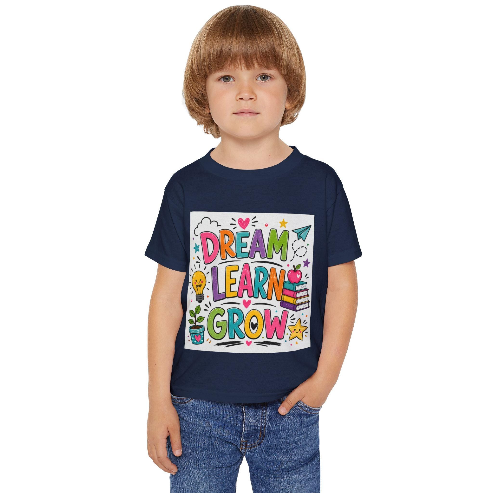 Dream Learn Grow Toddler T-Shirt | School Kids Education Graphic Tee