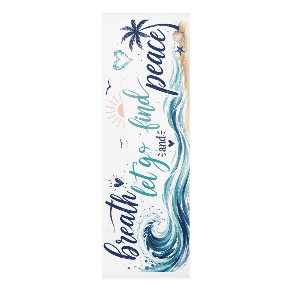 Breathe Let Go Find Peace Foam Yoga Mat | Ocean Wave Script